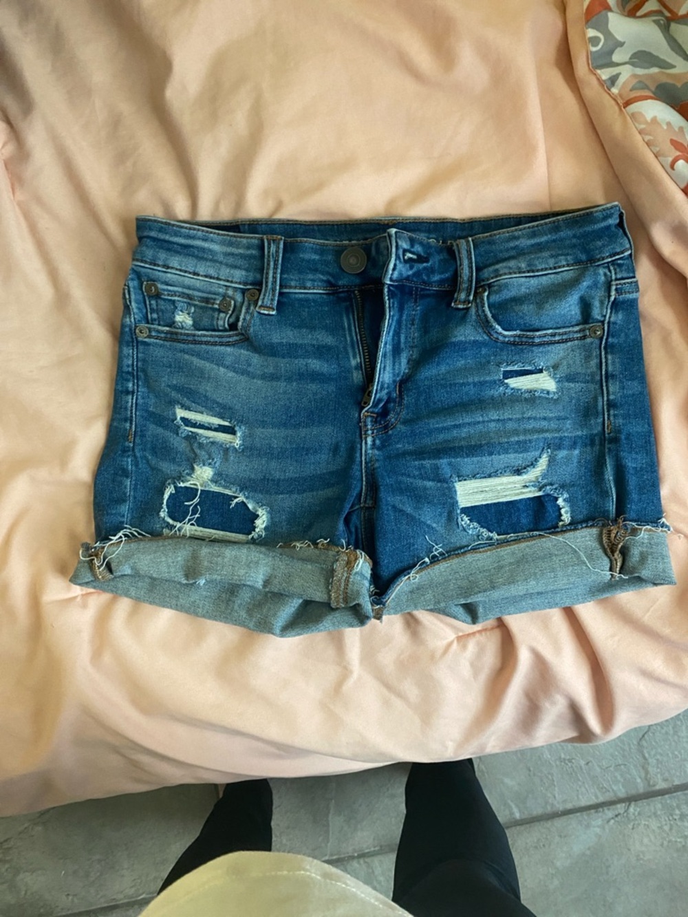 Denim Distressed Women's Shorts - Blue Extra Stretch